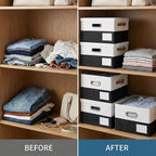 PRANDOM Storage Bins with Lids [3-Pack] Linen Fabric Foldable Storage Boxes Organizer Containers Baskets Cube with Cover for 