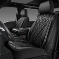 CAR PASS Piping Luxury Leather Two Front Car Seat Covers,Silver Glitter Waterproof Seat Cover Compatible with Front Seat Armr
