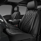 CAR PASS Piping Luxury Leather Two Front Car Seat Covers,Silver Glitter Waterproof Seat Cover Compatible with Front Seat Armr