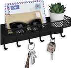 Lwenki Key Holder for Wall – Decorative Stainless Steel Key Hanger with 6 Hooks for Hats, Bags, Leashes – Mail Holder Key Rac
