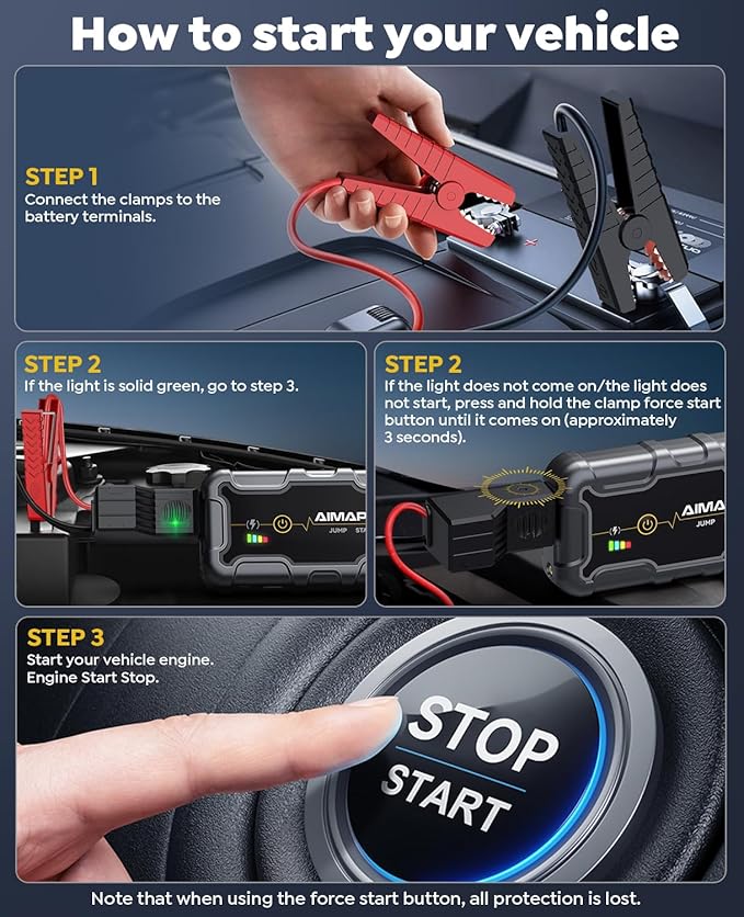 AIMAPOW Portable Car Battery Jump Starter 8000A 20000mAh Jump Box, Car Jumper Starter Portable Jumper Cables for car(AllL