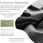 Black Avocado Green Car Steering Wheel Cover, Nappa Leather, Bottom Color Blocking, Universal 14.5-15 Inch Leather Anti-Slip 