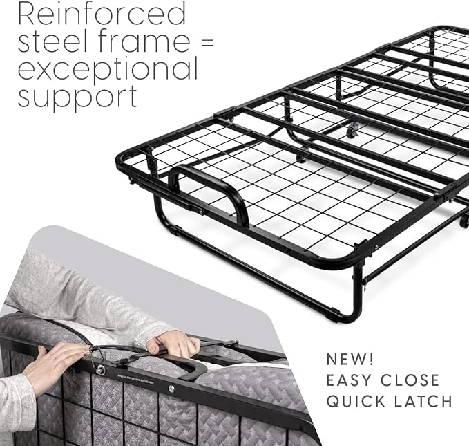 Milliard Deluxe Diplomat Folding Bed with Mattress for Adults, Twin Size, Portable Foldable Bed with Luxurious Memory Foam Ma