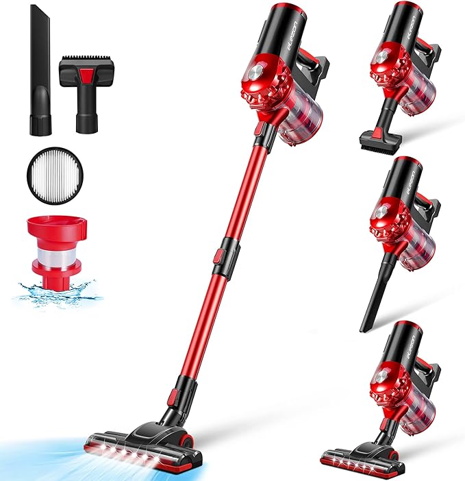 elezon A200 Cordless Vacuum Cleaner, Stick Vacuum with Powerful Suction, 38 Mins Runtime, Rechargeable Battery, HEPA Filter, 
