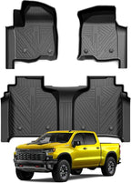 KUST Floor Mats for 2020-2026 Chevy Silverado/GMC Sierra 1500/2500HD/3500HD Crew Cab with Rear Underseat Storage Box, Front Bucket, All Weather Car Mats for Silverado Accessories TPE Rubber