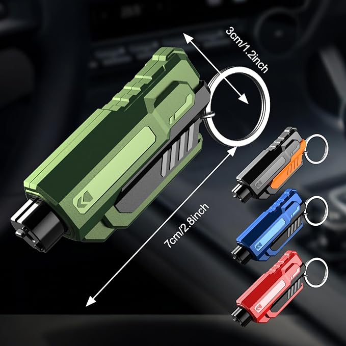 4PCS Car Window Breaker Seatbelt Cutter, Portable 2 in 1 Seatbelt Cutter and Window Glass Breaker Keychain Emergency Escape T