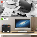 BALEINE File Organizer Box, Cardboard File Folder Organizer with Handle for Letter Size, Portable Collapsible Hanging Filing 