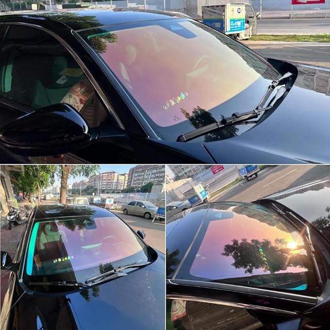 VLT 78% Sunset Orange Red Window Tint for Cars - Chameleon Auto Tints for Windshield, Ceramic Window Tint, Blue Change to Red Window Film for Automotive 39.37" x 118.11"
