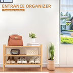 3 Tier Bamboo Shoe Rack Storage Organizer for Closet, Multifunctional Stackable Free Standing Shoe Shelf Organizer for Small 