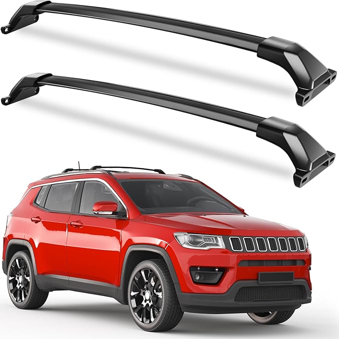 KINGGERI 300lbs Roof Racks Cross Bars Fit for Jeep Compass 2018-2026, Aluminum Heavy Duty Roof Rails Crossbars Rooftop Cargo Basket Carrier Bag Luggage Rails Kayak Canoe Snowboard Skiboard Bike