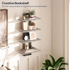 HOOBRO Floating Shelves, 15 Inch Wall Shelf Set of 2, Wall Mounted Storage Shelves 2-Tier, Hanging Bathroom Shelves, for Livi