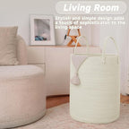 JMvicyroam Large Woven Laundry Basket Hamper,60L Cotton Rope Storage Bin for Blankets,Toys and Clothes,Decorative Tall Nurser
