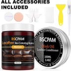 12oz Leather Recoloring Balm & 3.4oz Mink Oil Leather Conditioner kit,Maroon Leather Color Repair Kits for Couches, Leather C