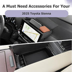 LUWU 2025 2026 Sienna Accessories for 2025 2026 Toyota Sienna Accessories Dashboard Storage Tray Center Console Organizer, Armrest Console Tray Storage Box Black 2-Pack (ONLY for 12.3-INCH Screen)