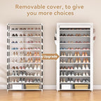 ROJASOP Shoe Rack with Covers 10 Tier Large Shoe Organizer Tall Shoe Closet Storage for 50-55 Pairs Shoe and Boot, Free Stand