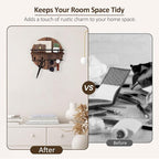 Nekon Key Holder Wall Mount, 11.8 Inch Rack With Shelf and 6 Hooks, Rustic Mail Organizer, Circular Wooden Hanger for Entrywa