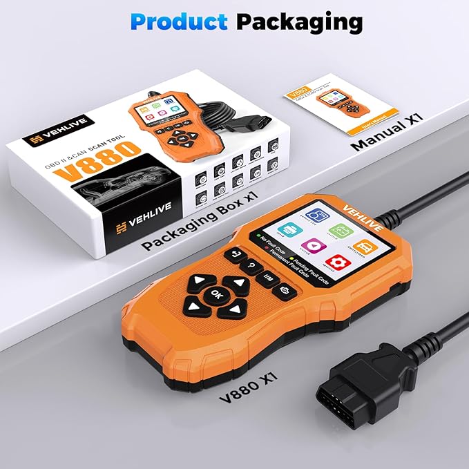 OBD2 Scanner Diagnostic Tool, Check Engine Light Car Code Reader with Reset, Battery Tester, Live Data, Freeze Frame, I/M