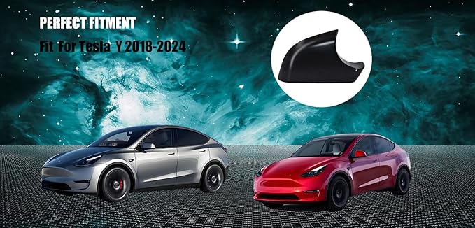 fit For Tesla Model Y Front Wing Mirror Cover Holder Lower Tray 2018-2024， Side Mirror Bottom Cover Replacement for Tesla Model Y Wing Repair (right side black)