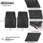 CAR PASS Heavy Duty Rubber Floor Mats for Car, Waterproof Deep Dish Car Mats Two Front, Universal Trim to Fit for SUV Truck Sedans Vans, All Weather Automotive Floor Mats 2pcs, Solid Black