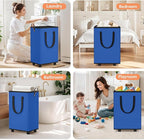 SpaceTrove Laundry Basket with Wheels, Collapsible Laundry Baskets, Laundry Hamper with Handles Detachable Wheels, Rolling La