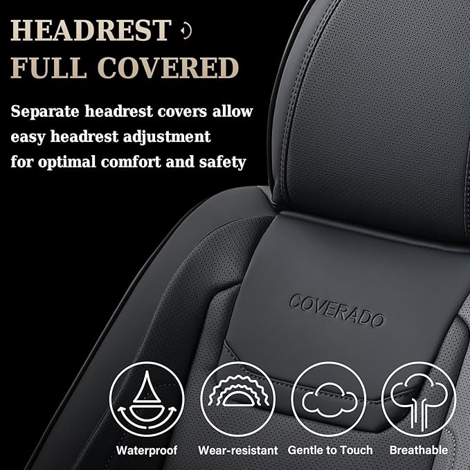 Coverado Car Seat Covers, Front Covers for Cars, Car Seat Cover Front Seats, Car Seat Protector Waterproof, Leather Car Seat 