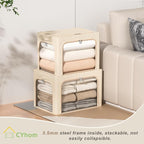 3 Openings Clothes Storage Bins Box - 3Pack Stackable Foldable Storage Bin - Metal Frame Storage Box Clothing Storage Organiz