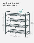 SONGMICS Shoe Rack, 4 Tier Shoe Organizer for Closet, Holds up to 16 Pairs of Shoes, Shoe Rack for Front Door Entrance, Metal