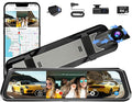 3 Channel Mirror Dash Camera for Cars, Triple Rear View Mirror with Front 4K/3K, Inside and Rear 1080P with WiFi, G-Sensor, N