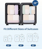 Narwey 7 Set Striped Packing Cubes for Travel Carry on Suitcase Luggage Organizer Bags for Kids Women Men, Durable Packing Or