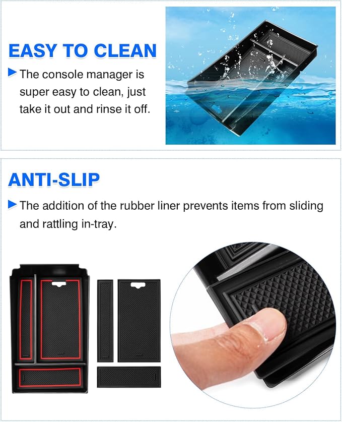 Autorder Center Console Organizer for 2023-2026 Honda HR-V HRV Accessories Armrest Storage Box Secondary Insert Tray with 2 Color Mats