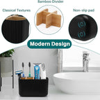 GFWARE Black Toothbrush Holder - Bamboo Toothbrush Holders for Bathrooms Electric Toothbrush Holder Organizer Kids Toothbrush