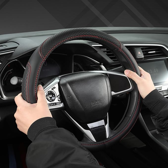 West Llama Customized Auto Car Steering Wheel Cover for Honda Accord Civic CR-V HR-V Pilot Fit Passport Odyssey 14.5-15inch(B