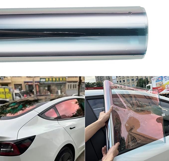 Sunset Orange Red Car Window Tint VLT 78% - Auto Tints for Side Windows Protection, Ceramic Window Tint, Blue Change to Red Window Film for Automotive 19.69" x 118.11"