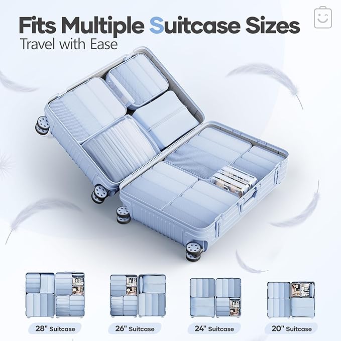 Veken 11 Set Compression Packing Cubes for Travel Essentials,Compressible Expandable Large Luggage Suitcase Organizer Bags fo