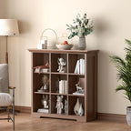 OSCHF Cube Shelf Bookcase with Base - Wooden 3 Tiers Floor Standing Low Storage Cabinet for Home and Office, 9-Cube Lattice B