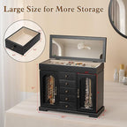Miratino Jewelry Box for Women Girls, Wooden Jewelry Organizer Box with Mirror, 5 Layer Jewelry Storage Case Display for Neck