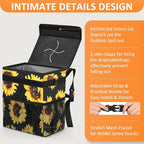 Car Trash Can for Car Cute,Bag Bin Hanging Waterproof Automotive Garbage Cans Leak Proof Vehicle Trash Can Sunflower