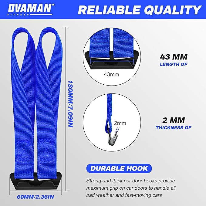 6 Rooftop Cargo Tie Down Hook Straps-Secure Any Car Roof Bag, Roof Rack Cargo Carrier,or Car Top Carrier,Durable and Solid, No Roof Rack Required, Compatible with Most Cars - Registered Patent (Blue)