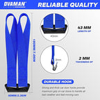6 Rooftop Cargo Tie Down Hook Straps-Secure Any Car Roof Bag, Roof Rack Cargo Carrier,or Car Top Carrier,Durable and Solid, No Roof Rack Required, Compatible with Most Cars - Registered Patent (Blue)