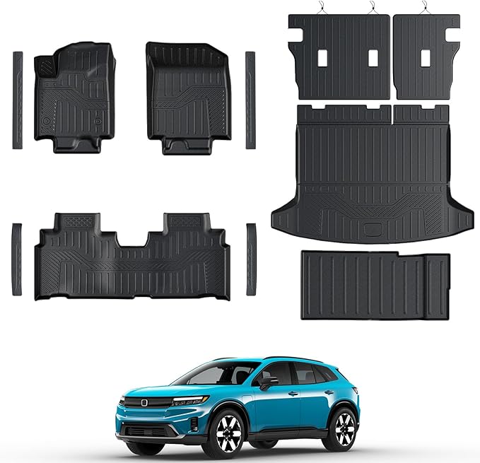 Floor Mats for Honda Prologue/Chevy Blazer EV 2024-2026, All Weather Floor Mats Trunk Cargo Liner with Backrest Protectors and Door Sill Guards Accessories, Full Coverage Set