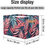 Tropical Palm Leaf Floral Storage Basket Collapsible Cloth Storage Cube Basket Bins Organizer with Handles Rectangular Large 