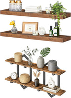 HOOBRO Floating Shelves, Wall Shelf Set of 2, Wall Mounted Storage Shelves 2-Tier, Hanging Bathroom Shelves, for Living Room,
