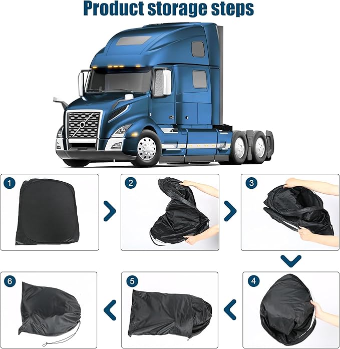 Side Window Sun Shade for Volvo VN/VNL/VNR/VAH/VNX 2002-2026,Custom Fit 210T Reflective Sunshade for Semi Truck, 6-Layer Heat Insulation Privacy Protector, Block 99% UV Rays, 2PCS