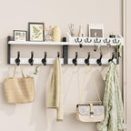 Evermagin 35" Coat Rack Wall Mount with Shelf, 4 in 1 Coat and Key Hanger with 13 Metal Hooks, Entryway Wall Mounted Shelf wi