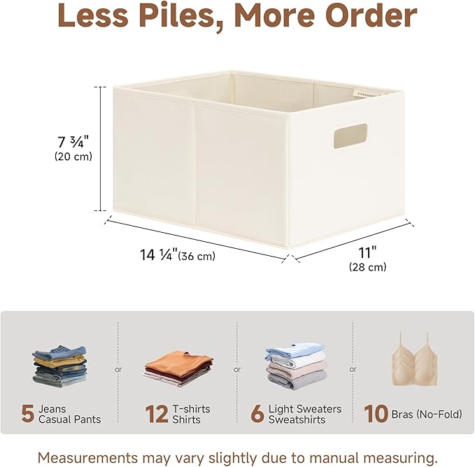 StorageWorks Fabric Storage Bins for Shelves, Closet Organizers and Storage Baskets, Closet Storage Bins with Cutout Handles,