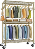 VIPEK R2 Plus Rolling Clothes Rack for Hanging Clothes Heavy Duty Garment Rack 3 Tiers Adjustable Wire Shelving Clothing Rack