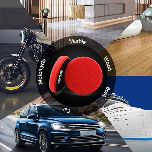Red T10 Ultra-Fine Finishing Foam Polishing Pads, SPTA 1Pc 6.5 Inch Face for 6 Inch 150mm Backing Plate Compound Buffing Sponge Pads for Car Buffer Polisher Compounding, Polishing and Waxing -FPTSS6R