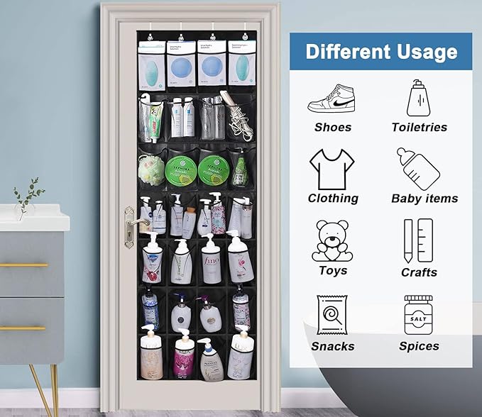 MISSLO 28 Large Pockets Hanging Shoe Organizer Over The Door Shoe Rack for Closet Door Storage Mesh Shoe Holder Hanger for Me