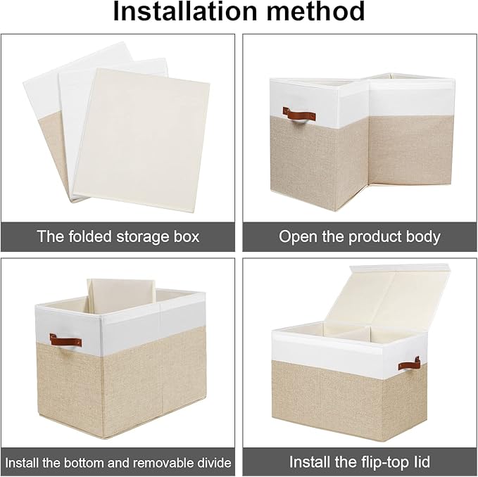 Gowee Large Toy Storage Box with Lid, Sturdy Toys Storage Chest Bin Organizer Basket with Dividers for Kids, Boys, Girls, Nur