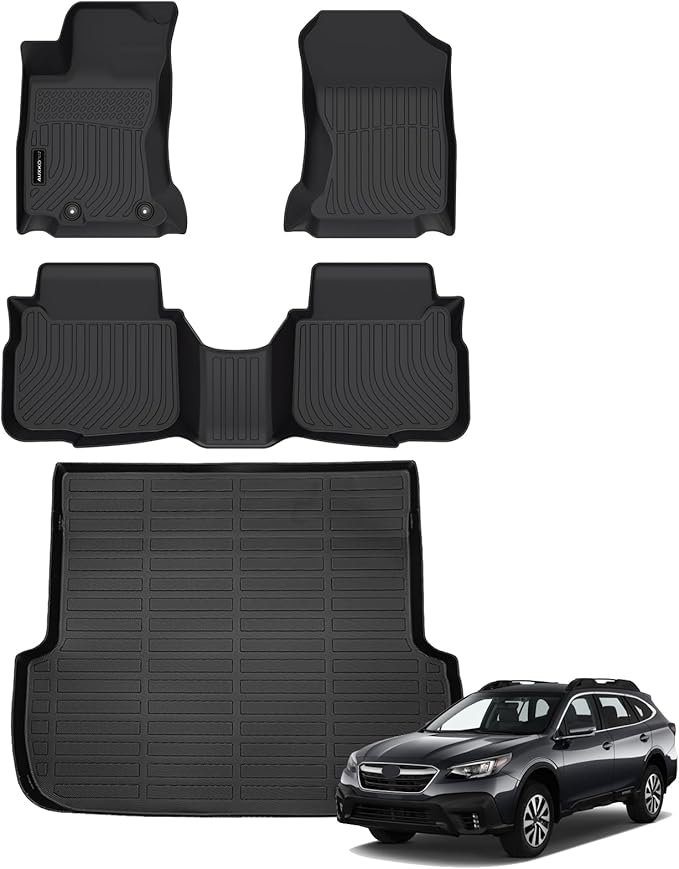 Auxko All Weather Floor Mats Cargo Mat Fit for Subaru Outback/Legacy 2020-2025 TPE Liners Accessories All Season Guard Odorless Anti-Slip Floor Mats Trunk Mat for Subaru Outback 2020-2025 Black